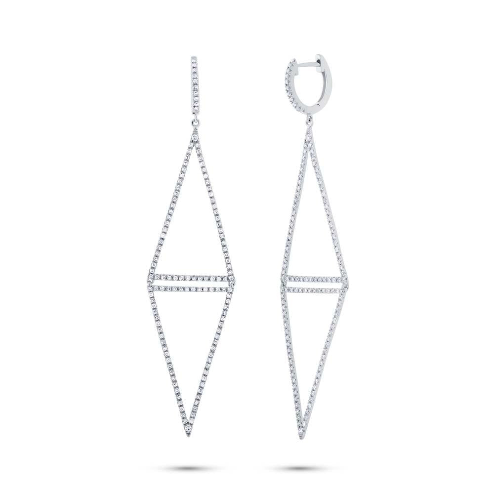 14k White Gold Diamond Triangle Earring - 0.89ct