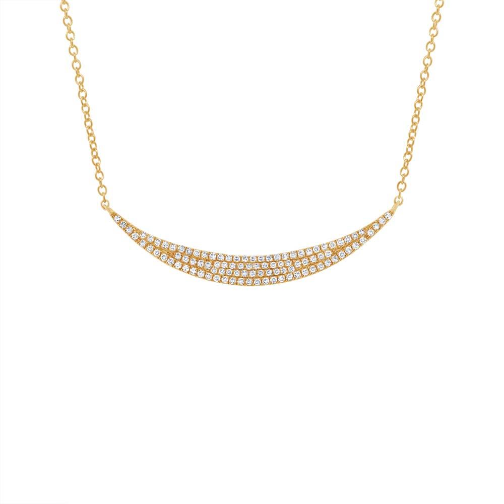 14k Yellow Gold Diamond Pave Crescent Necklace - 0.25ct