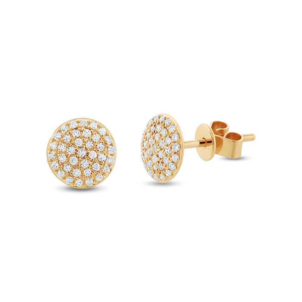 14k Yellow Gold Diamond Pave Stud Earring - 0.21ct