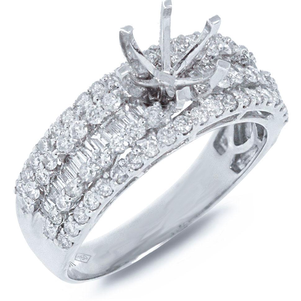 18k White Gold Diamond Semi-mount Ring - 1.10ct