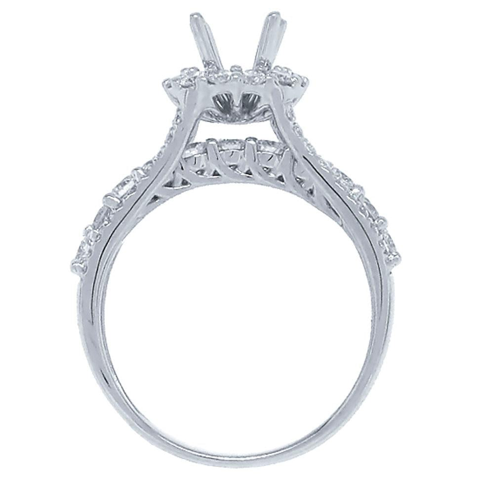 14k White Gold Diamond Semi-mount Ring - 1.12ct