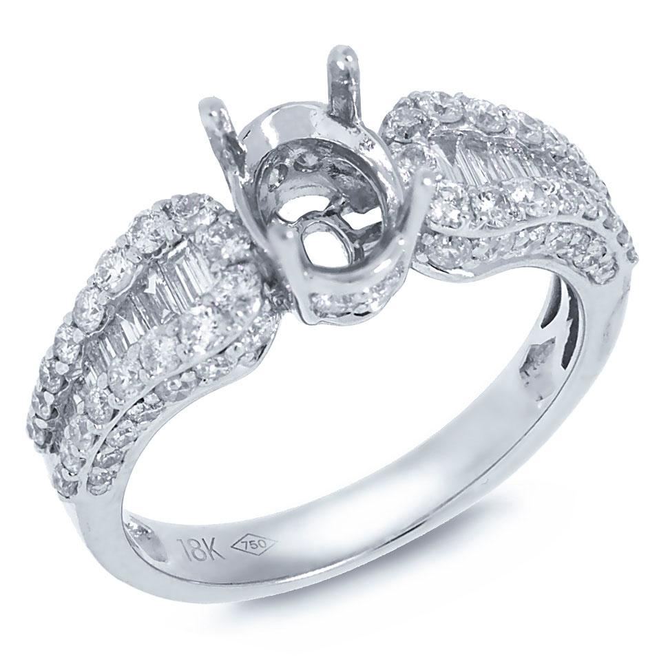 18k White Gold Diamond Semi-mount Ring - 1.20ct