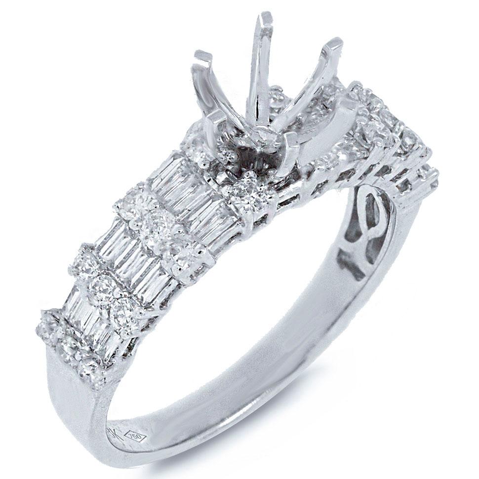 18k White Gold Diamond Semi-mount Ring - 0.82ct