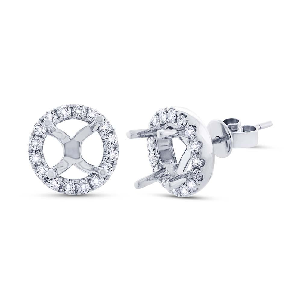 14k White Gold Diamont Semi-mount Stud Earring - 0.59ct