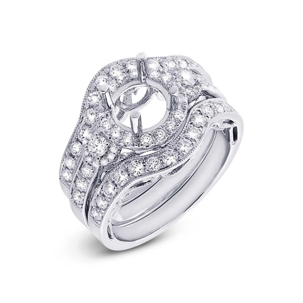 14k White Gold Diamond Semi-mount Ring 3-pc - 1.20ct
