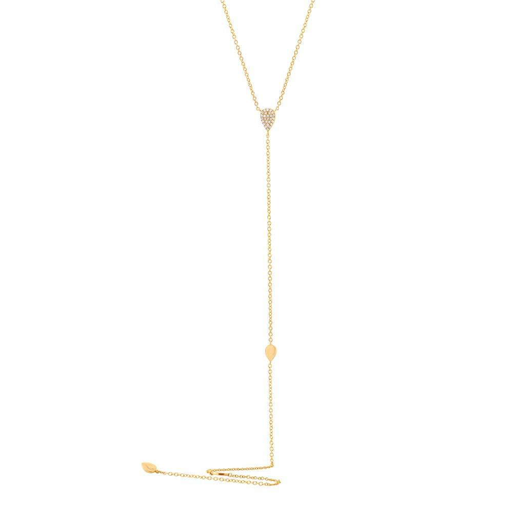 14k Yellow Gold Diamond Lariat Necklace - 0.09ct