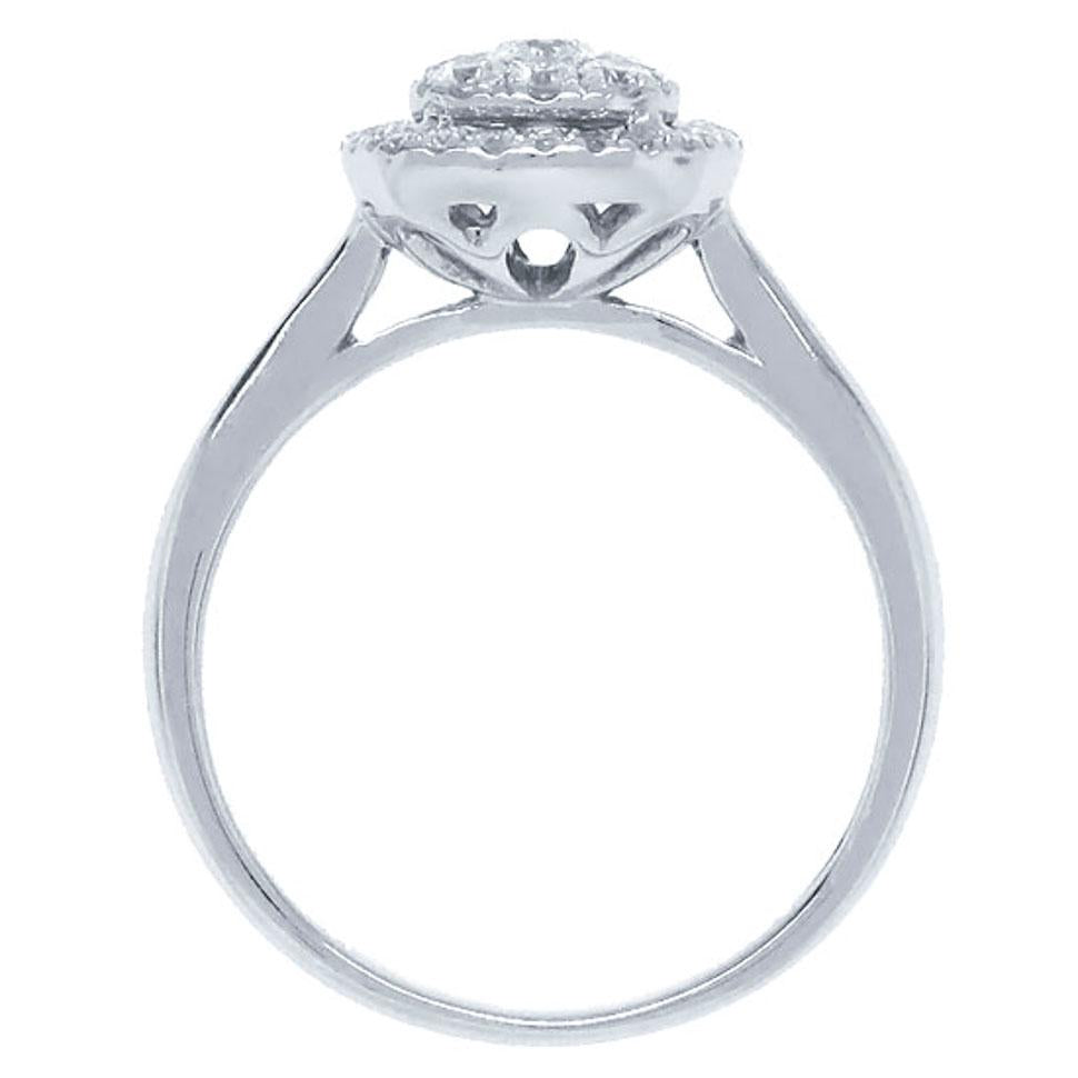 14k White Gold Diamond Cluster Ring - 0.43ct