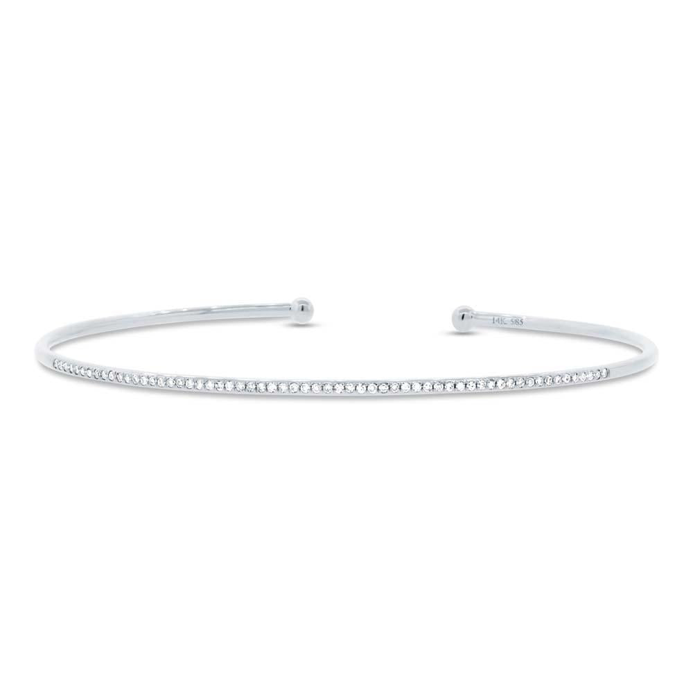 14k White Gold Diamond Bangle - 0.17ct
