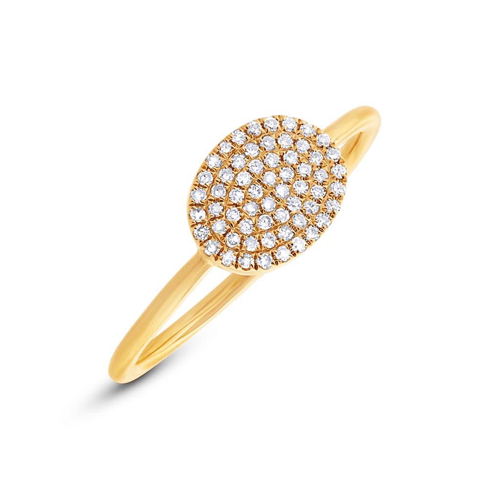 14k Yellow Gold Diamond Pave Ring Size 8 - 0.17ct