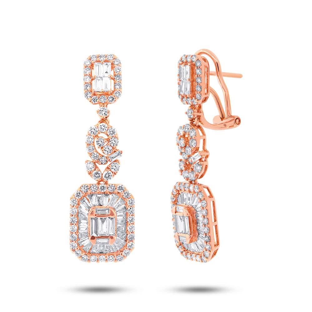 18k Rose Gold Diamond Earring - 3.18ct