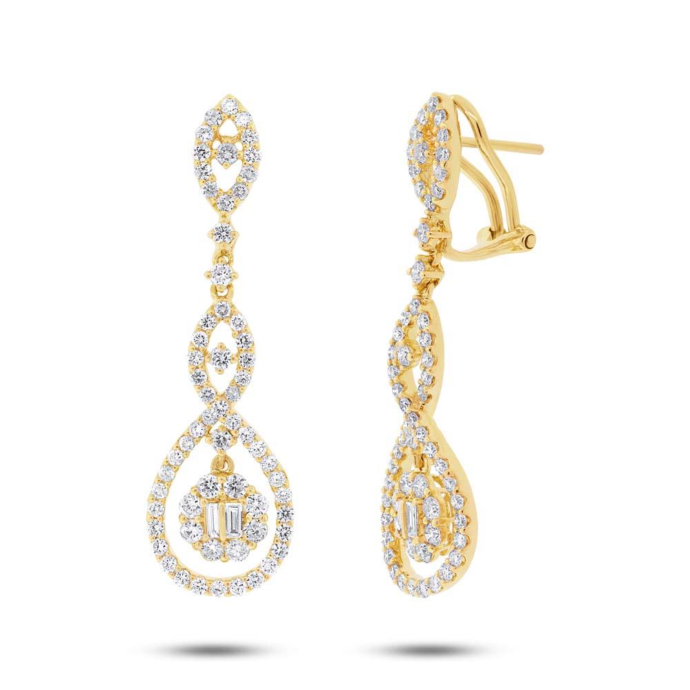 14k Yellow Gold Diamond Earring - 2.18ct