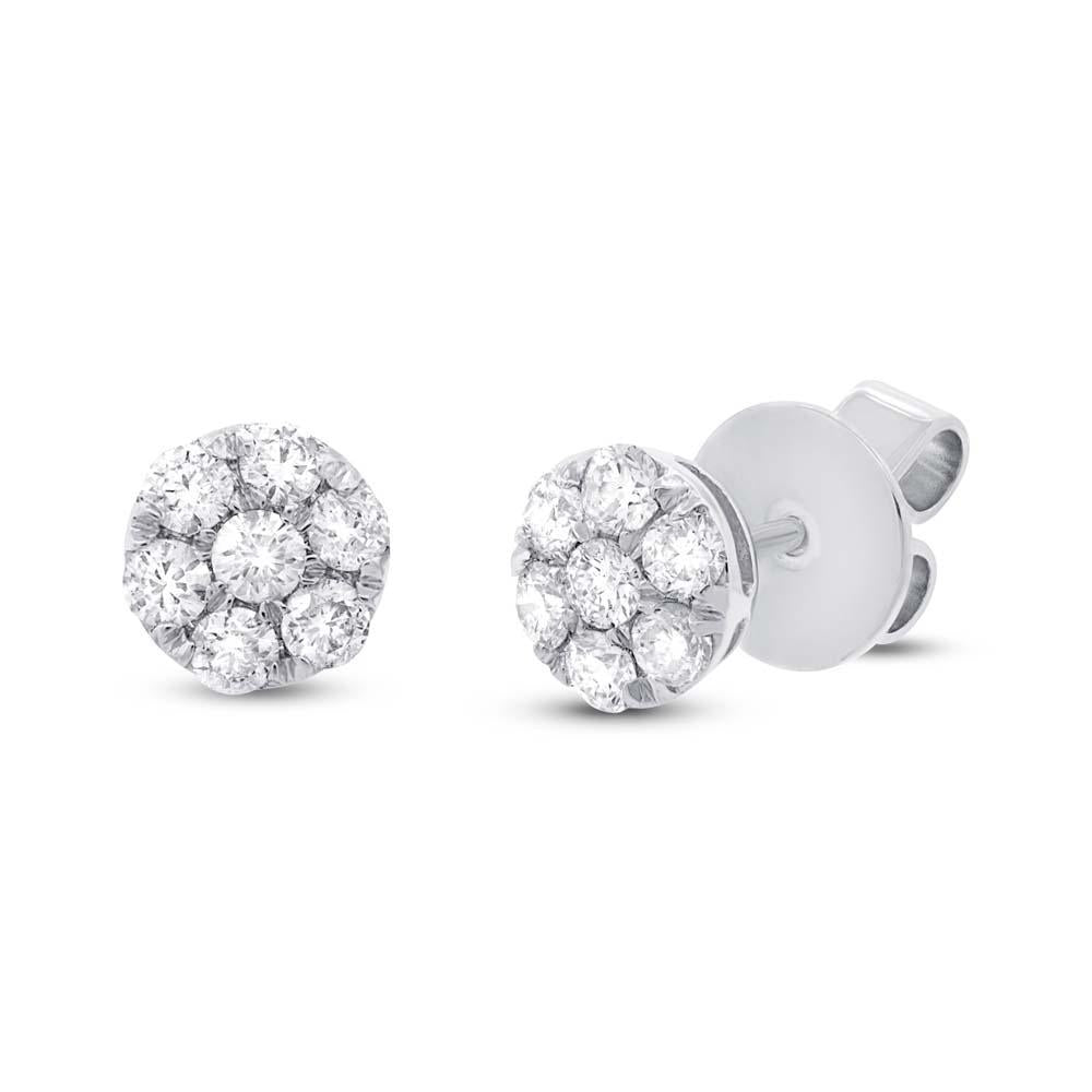 18k White Gold Diamond Cluster Stud Earring - 0.56ct