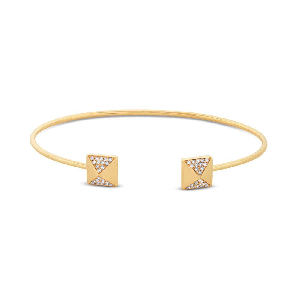 14k Yellow Gold Diamond Pyramid Bangle - 0.25ct