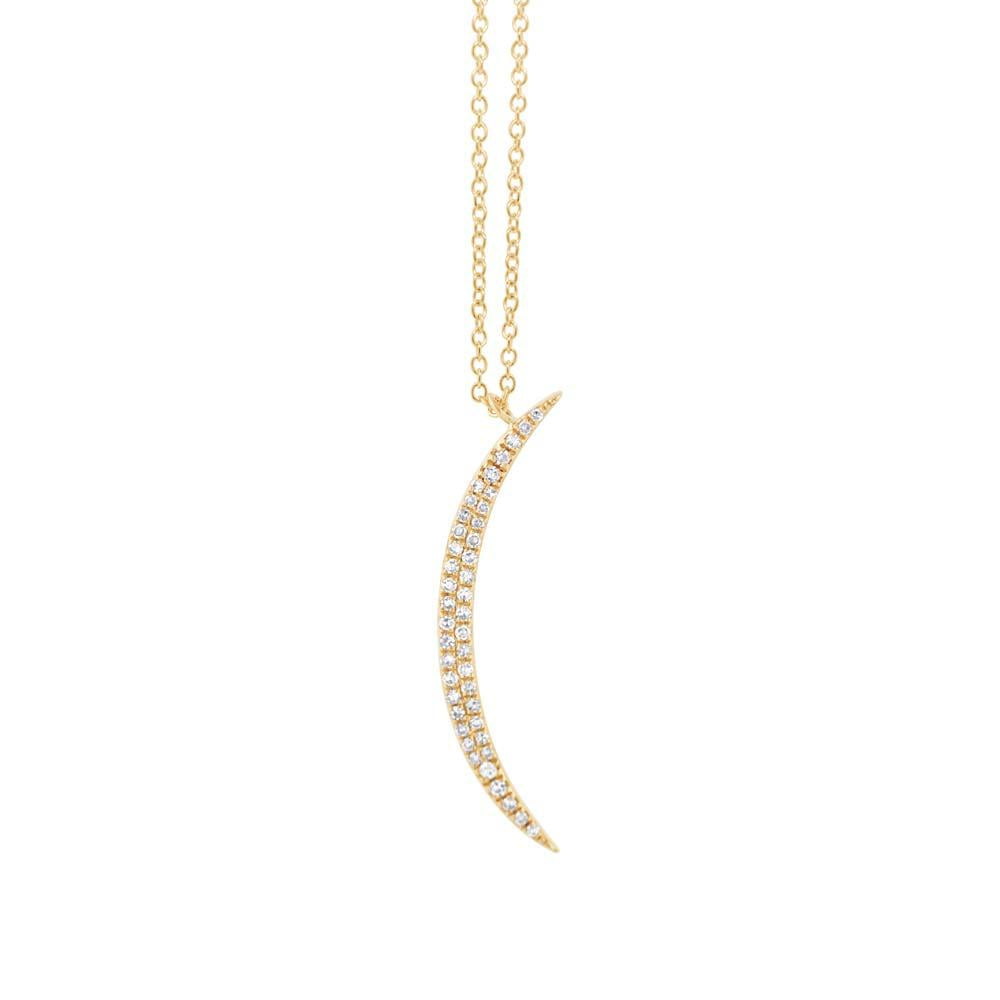 14k Yellow Gold Diamond Crescent Pendant - 0.13ct