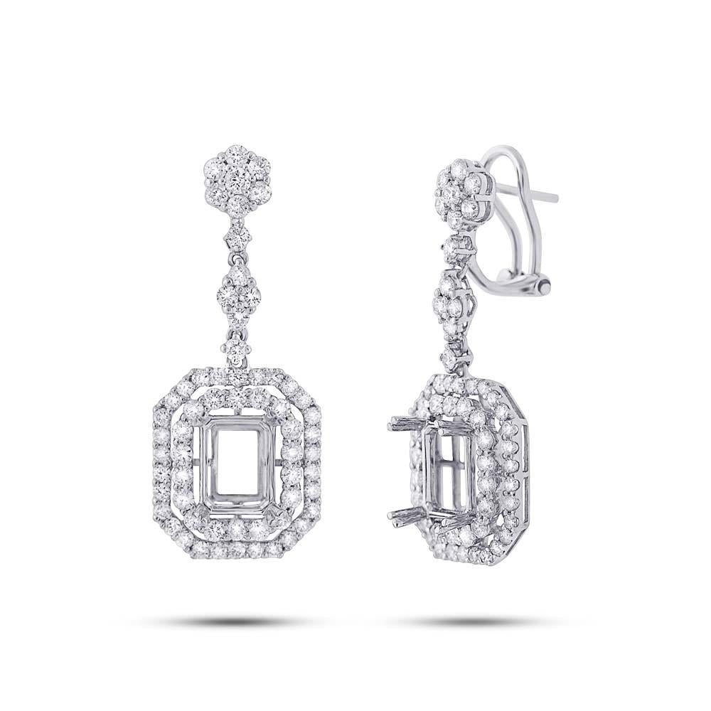 18k White Gold Diamond Semi-mount Earring - 2.63ct