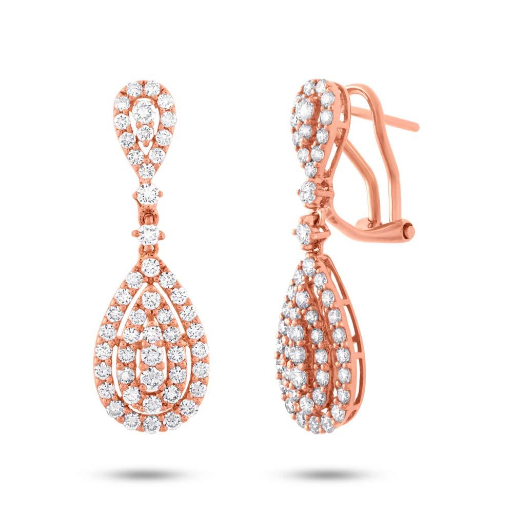 18k Rose Gold Diamond Earring - 1.65ct