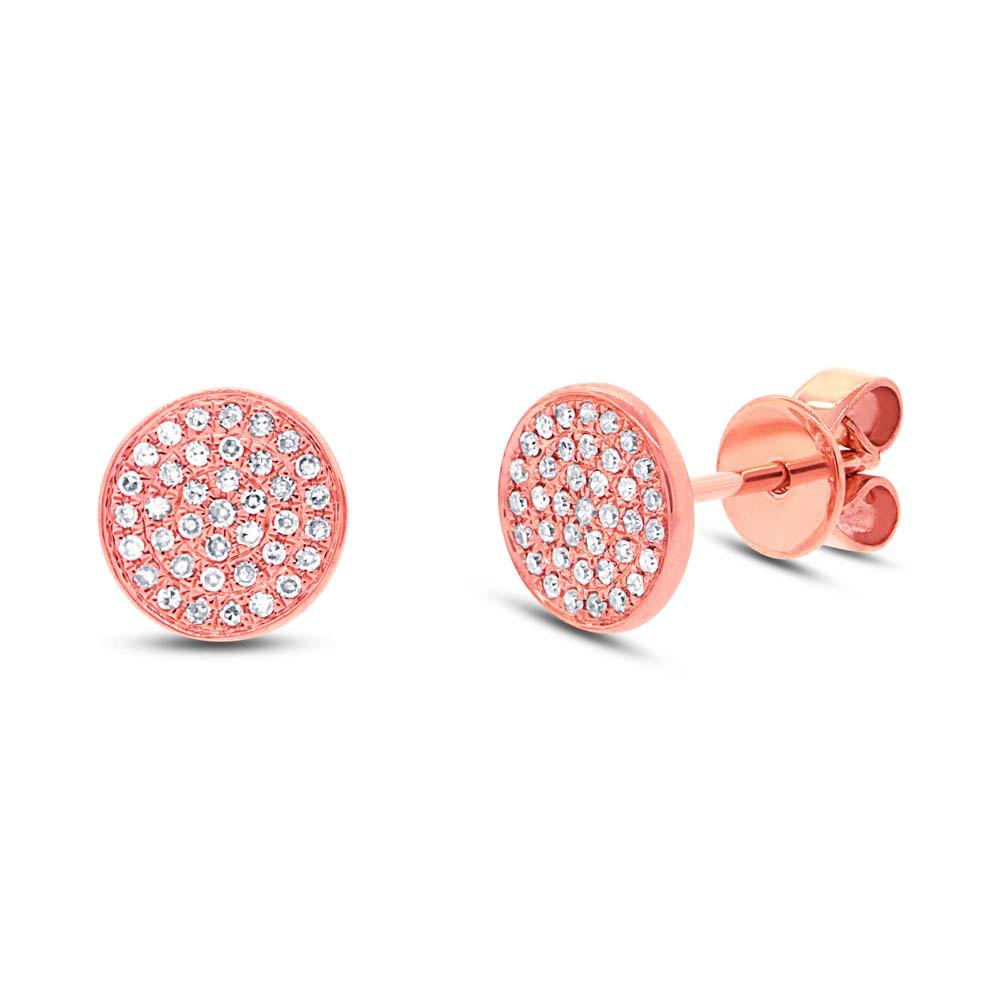 14k Rose Gold Diamond Pave Stud Earring - 0.17ct