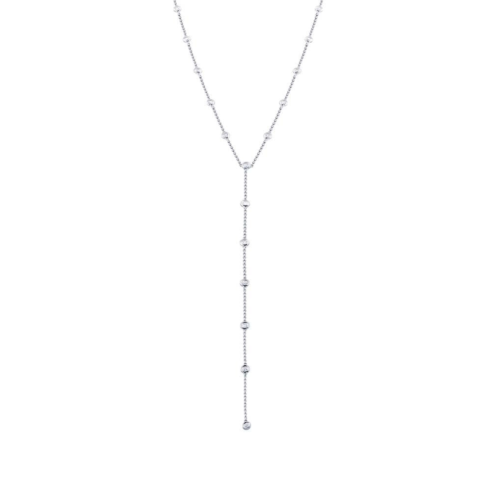 14k White Gold Diamonds By The Yard Lariat Necklace - 0.48ct V0058