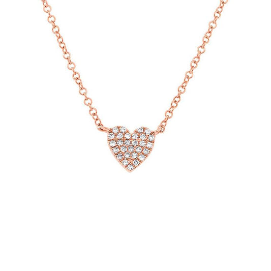14k Rose Gold Diamond Pave Heart Pendant - 0.09ct