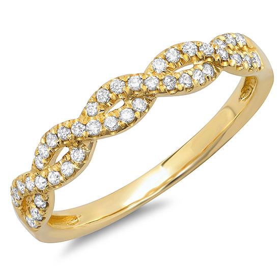 14k Yellow Gold Diamond Lady's Ring Size 6 - 0.22ct