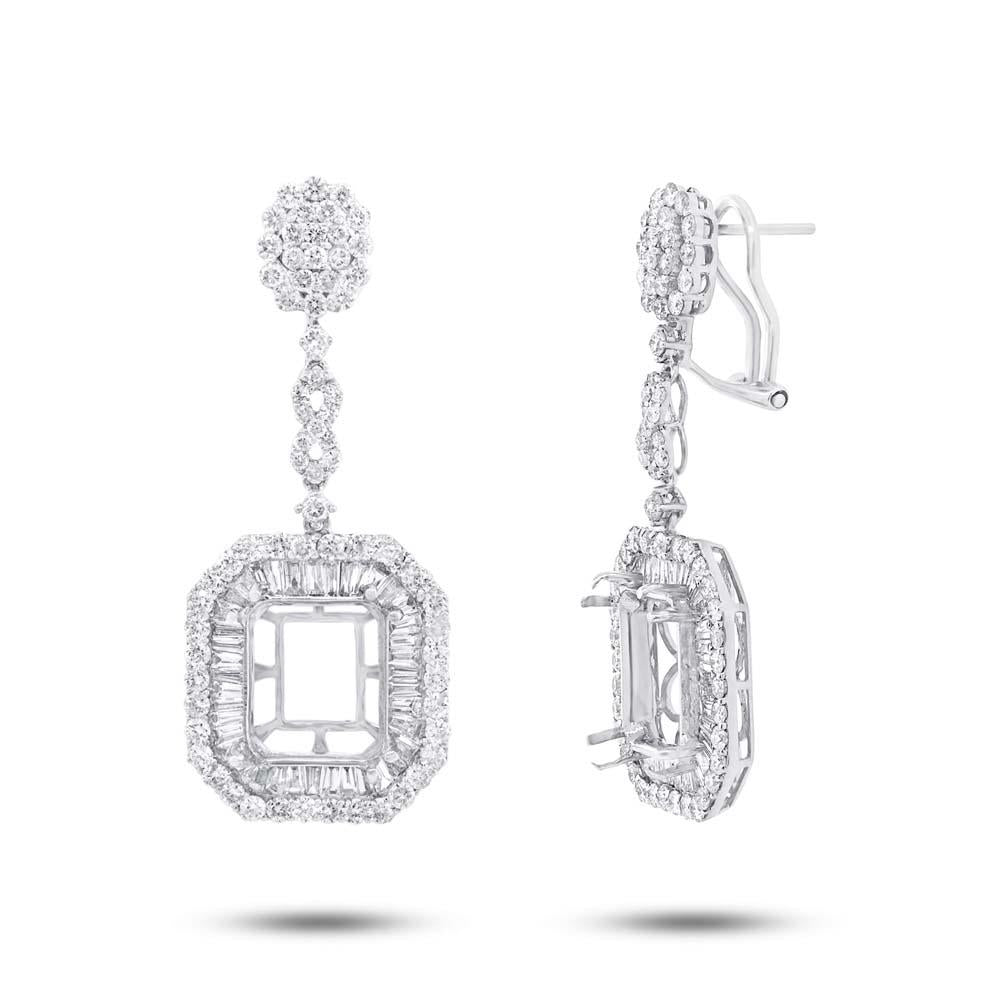 18k White Gold Diamond Semi-mount Earring - 4.26ct