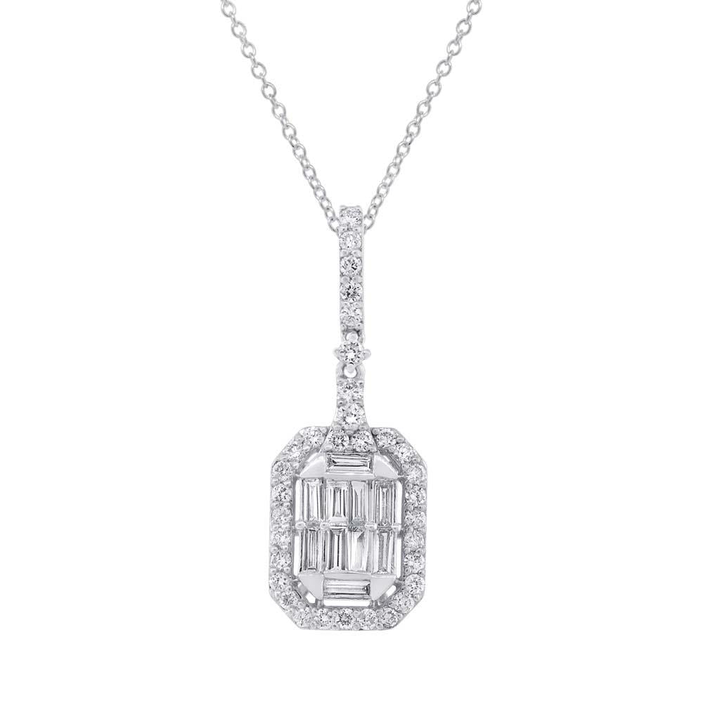 18k White Gold Diamond Baguette Pendant - 1.26ct