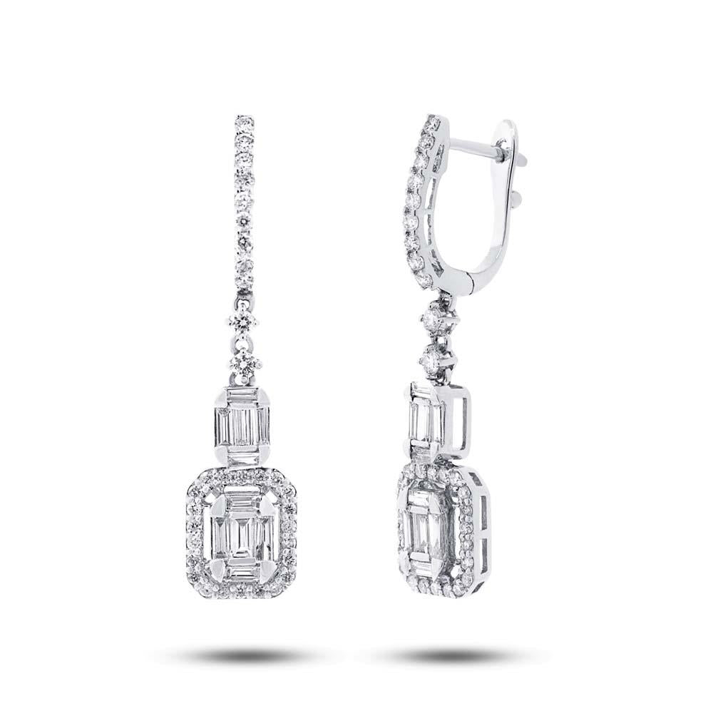 18k White Gold Diamond Baguette Earring - 1.27ct