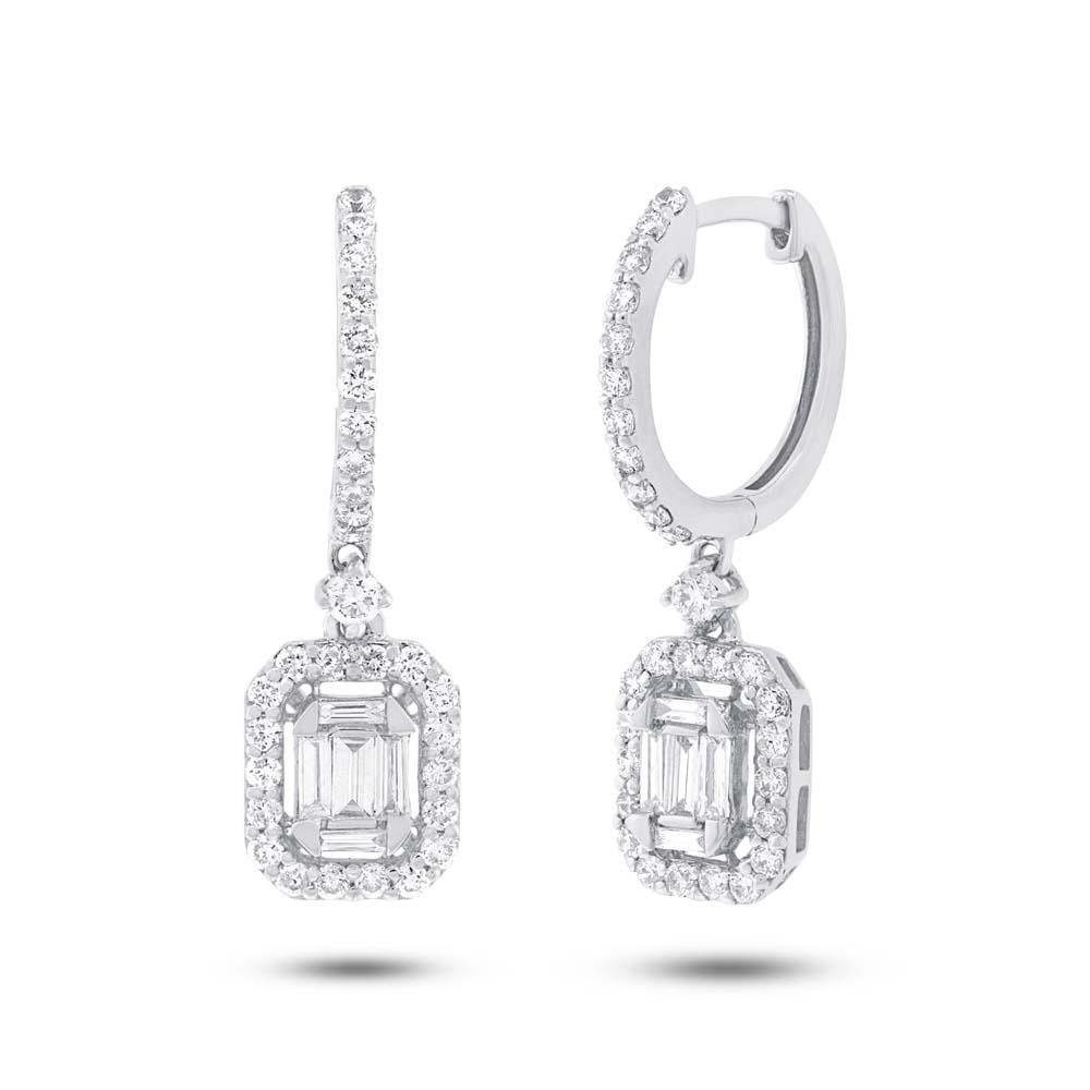 18k White Gold Diamond Baguette Earring - 0.92ct