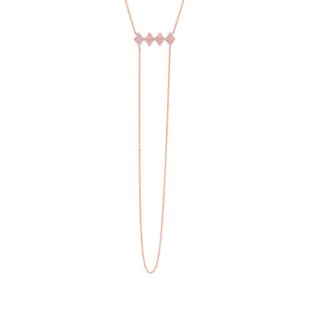 14k Rose Gold Diamond Pave Necklace - 0.30ct