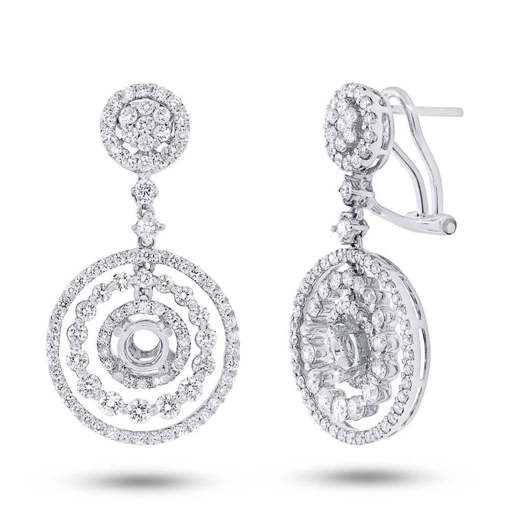 18k White Gold Diamond Semi-mount Earring - 2.36ct