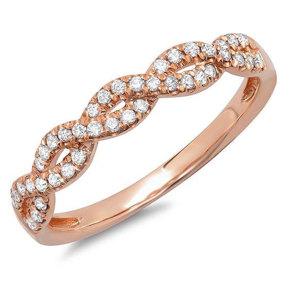 18k Rose Gold Diamond Lady's Ring - 0.22ct