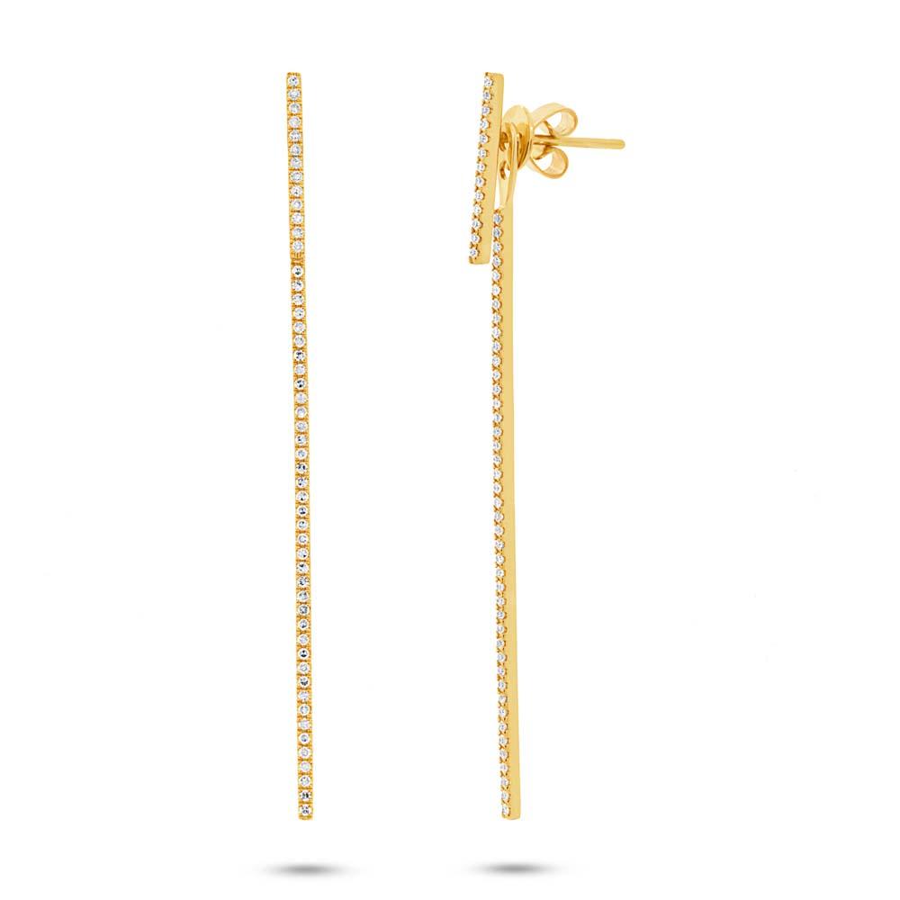 14k Yellow Gold Diamond Bar Ear Jacket Earring with Studs