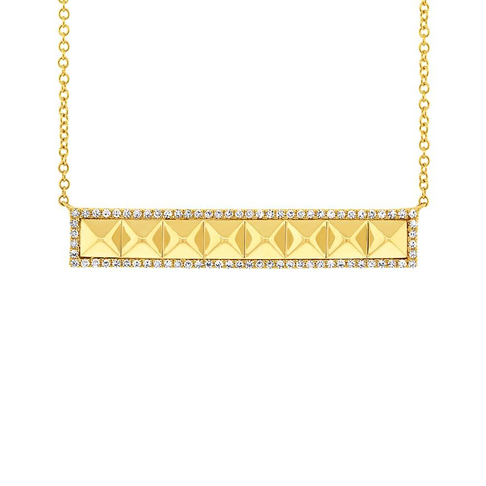 14k Yellow Gold Diamond Bar Necklace