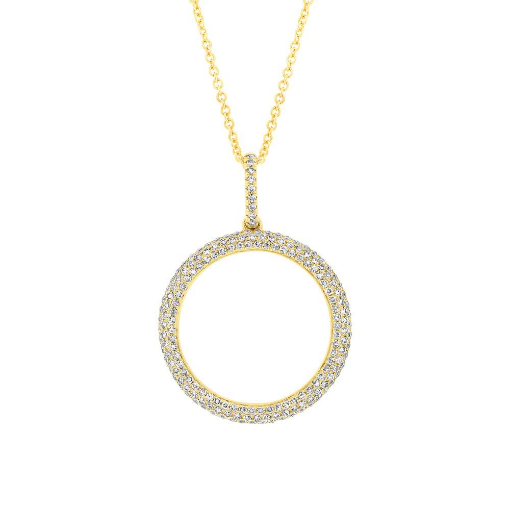 14k Yellow Gold Diamond Pave ''O'' Necklace - 0.36ct