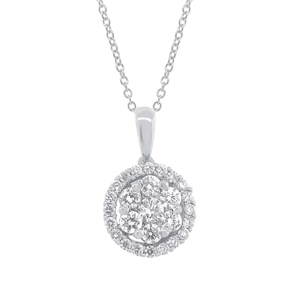 18k White Gold Diamond Cluster Pendant - 0.54ct