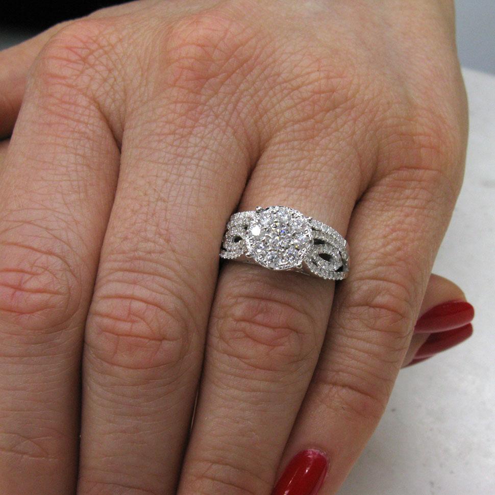 14k White Gold Diamond Wedding Set - 1.04ct