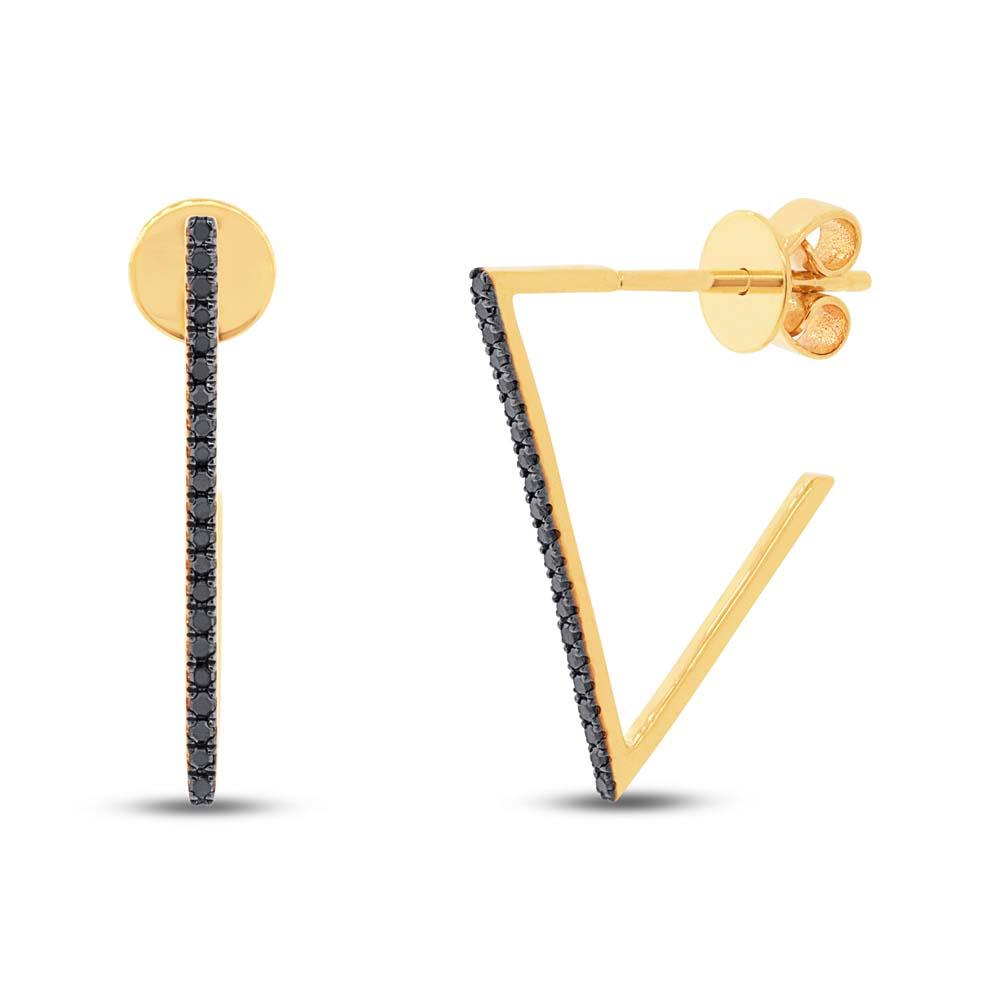 14k Yellow Gold Black Diamond Earring - 0.12ct