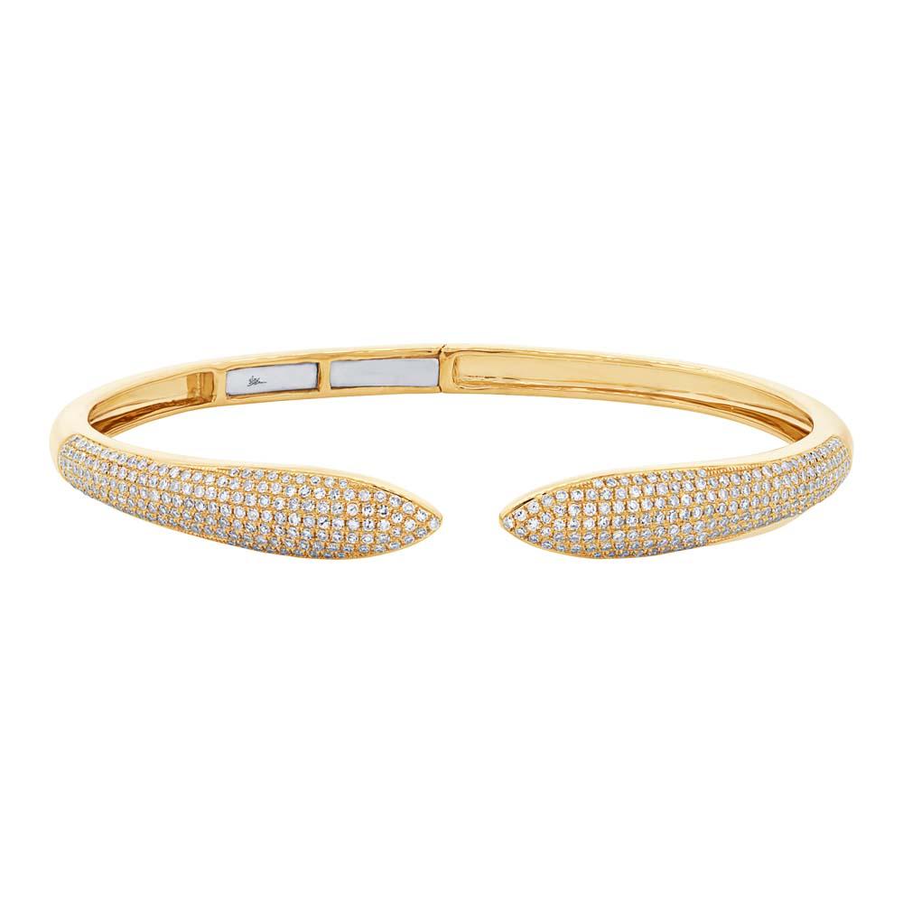 14k Yellow Gold Diamond Claw Bangle - 1.08ct