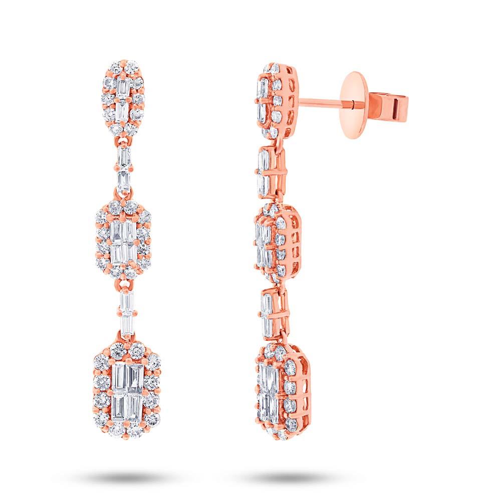 18k Rose Gold Diamond Earring - 1.66ct