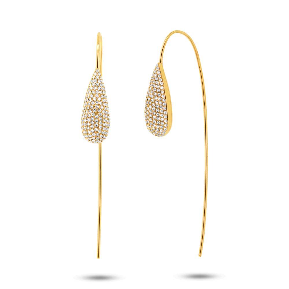 14k Yellow Gold Diamond Pave Earring - 0.69ct