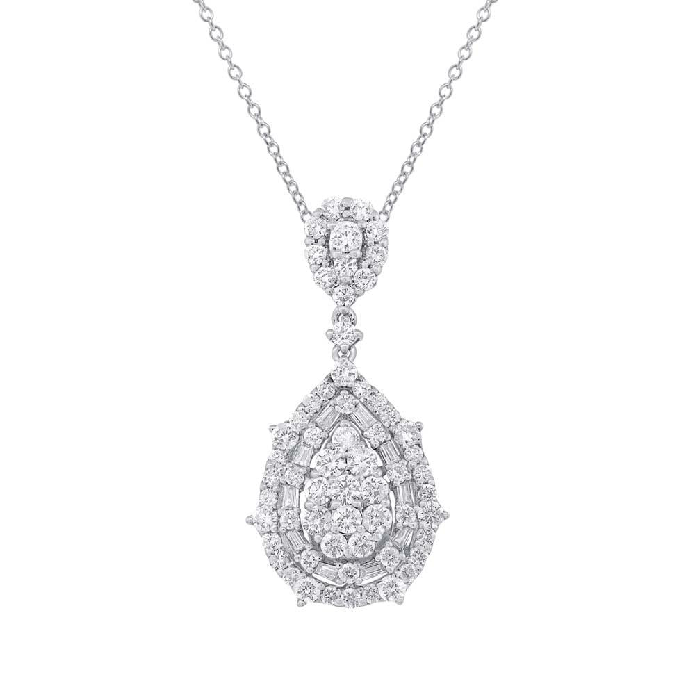 18k White Gold Diamond Pendant - 1.66ct