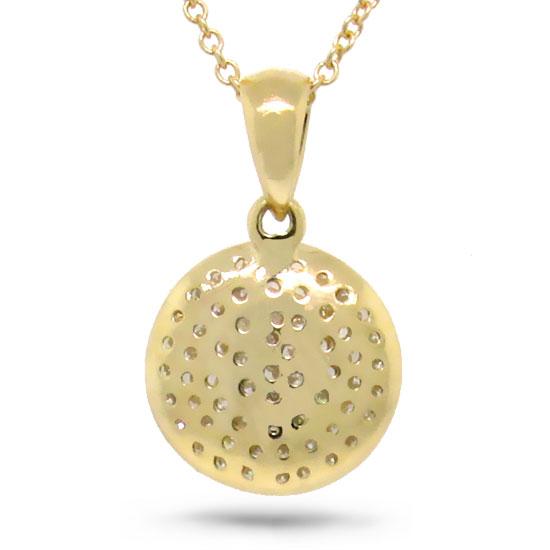 14k Yellow Gold Diamond Pave Pendant - 0.17ct