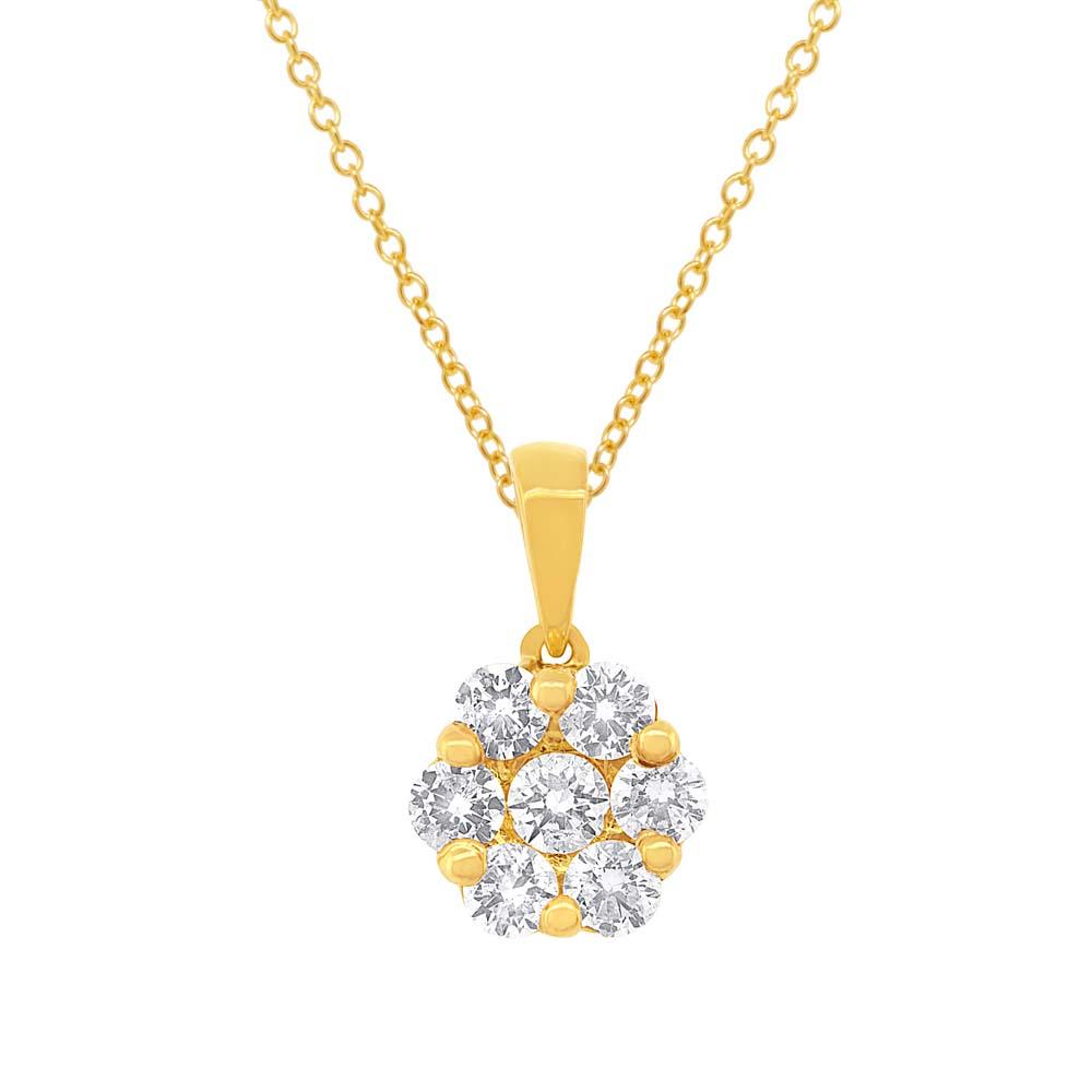 14k Yellow Gold Diamond Round Invisible Pendant - 0.53ct