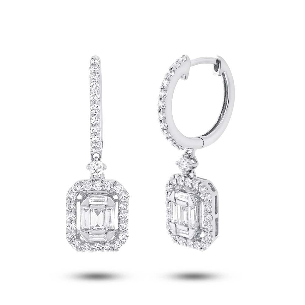 18k White Gold Diamond Baguette Earring - 0.98ct