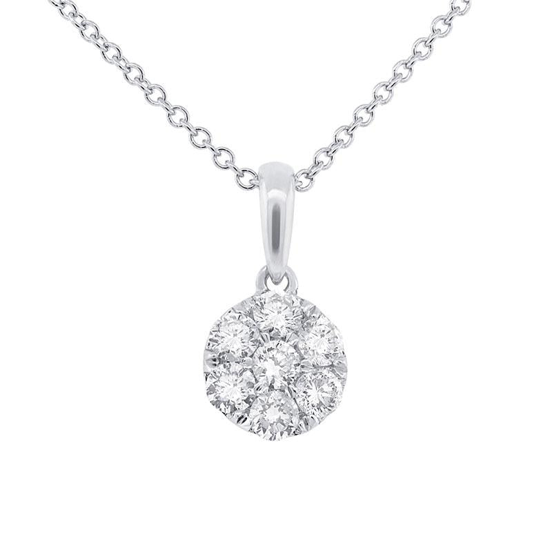 18k White Gold Diamond Cluster Pendant - 0.38ct