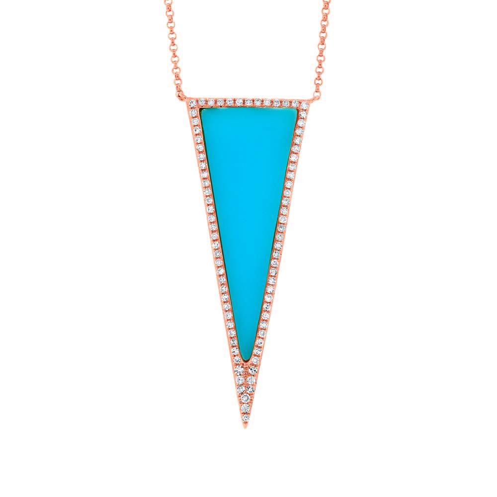 Diamond & 1.68ct Composite Turquoise 14k Rose Gold Necklace