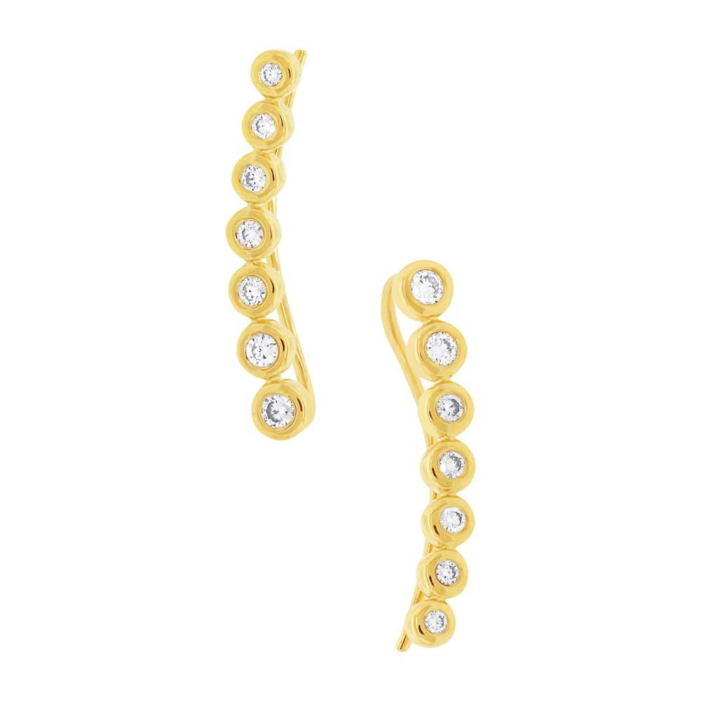 14k Yellow Gold Diamond Ear Crawler Earring