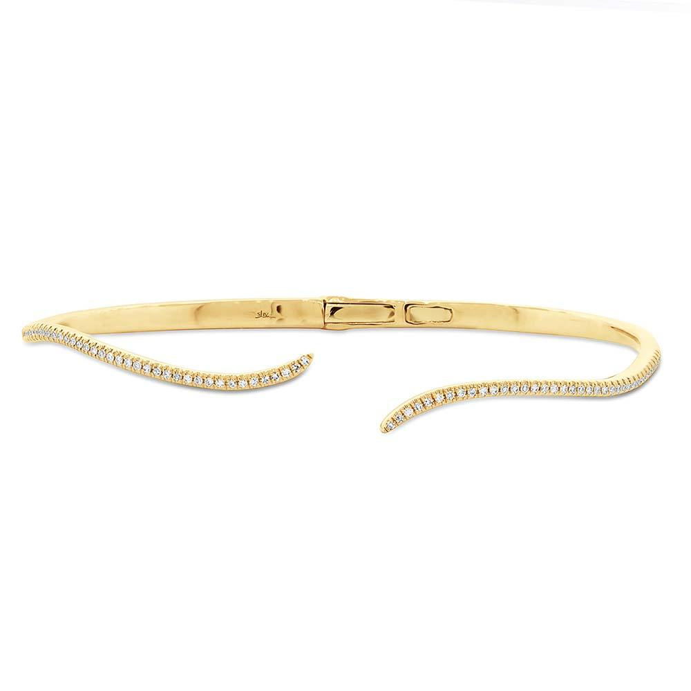 14k Yellow Gold Diamond Pave Bangle