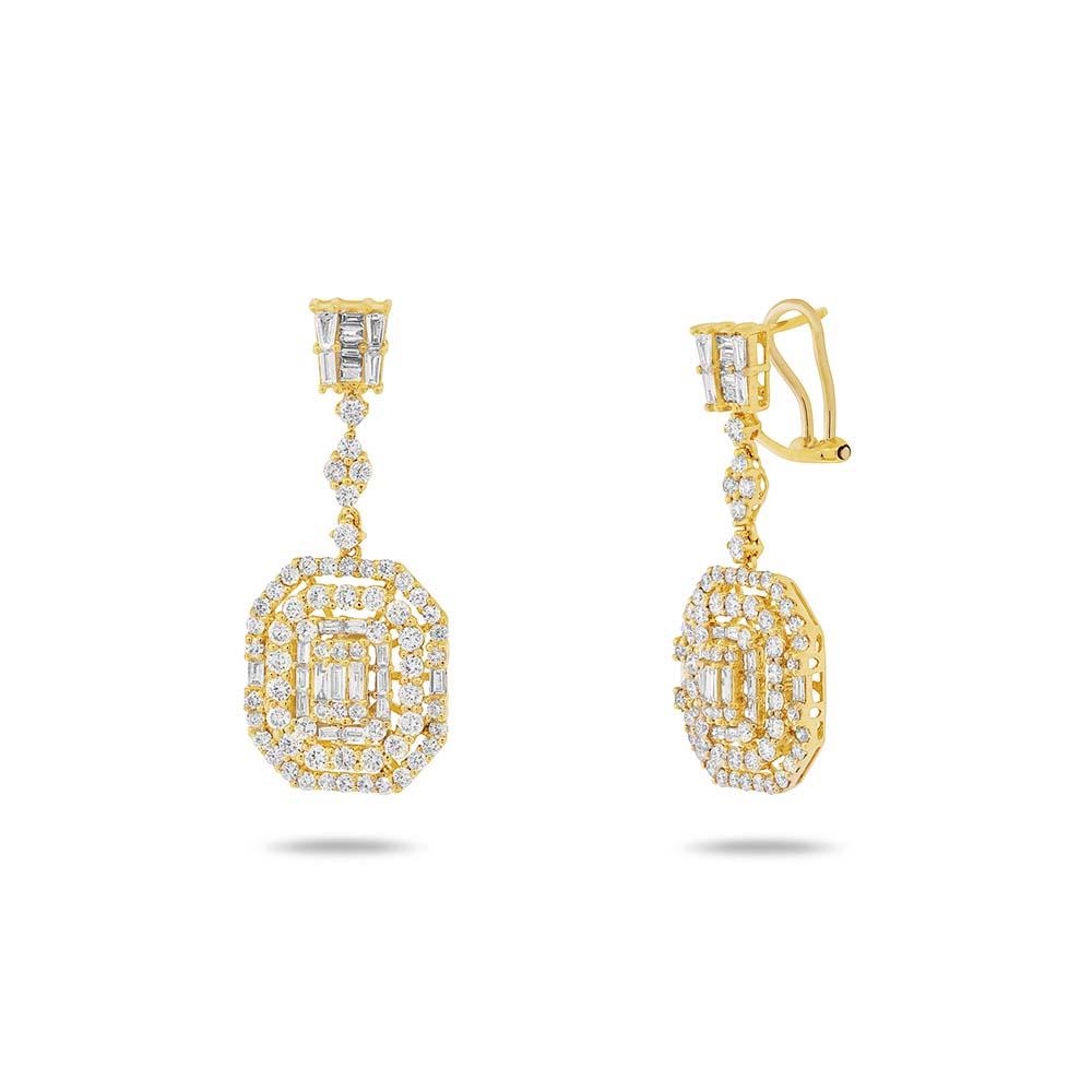 18k Yellow Gold Diamond Earring - 3.72ct