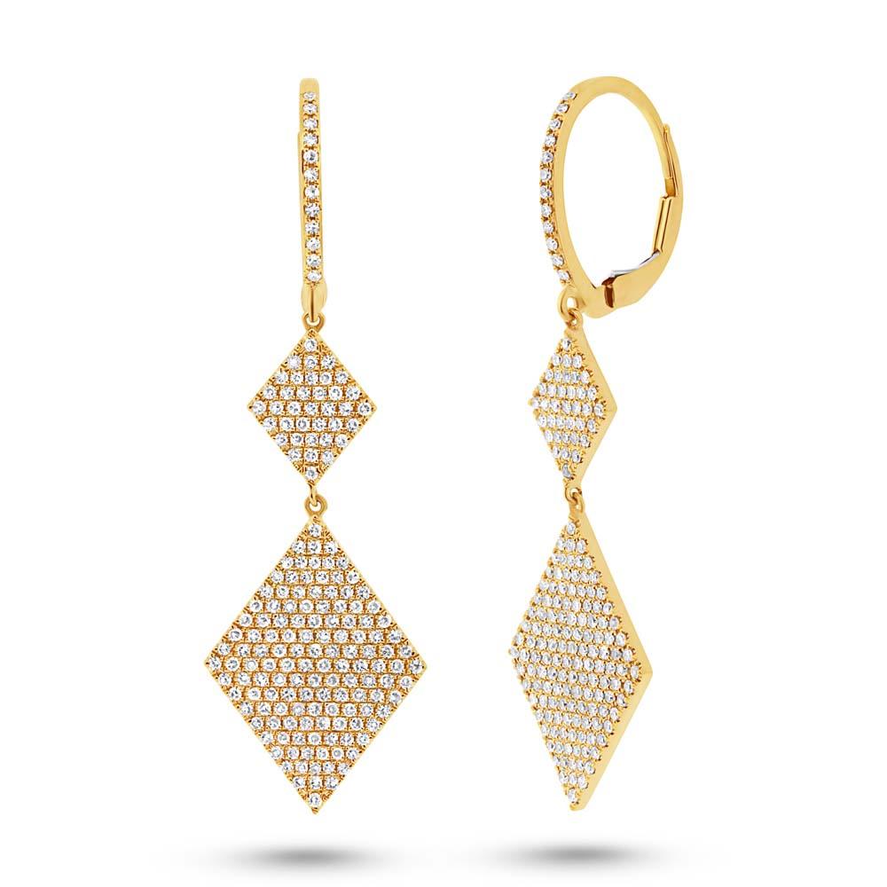 14k Yellow Gold Diamond Pave Earring - 0.91ct